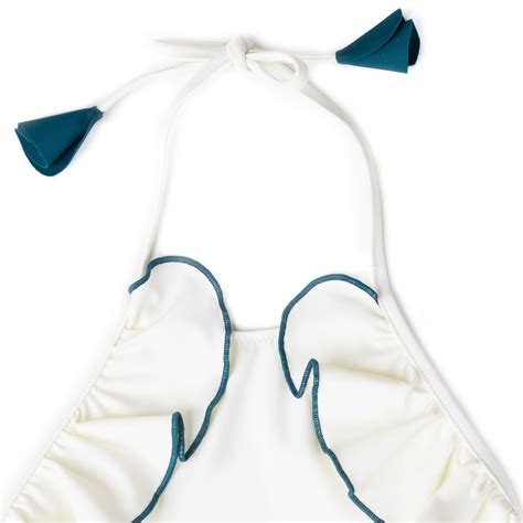 Folpetto Linda Girls Swimsuit Ivory And Teal The Little Sunshine Store