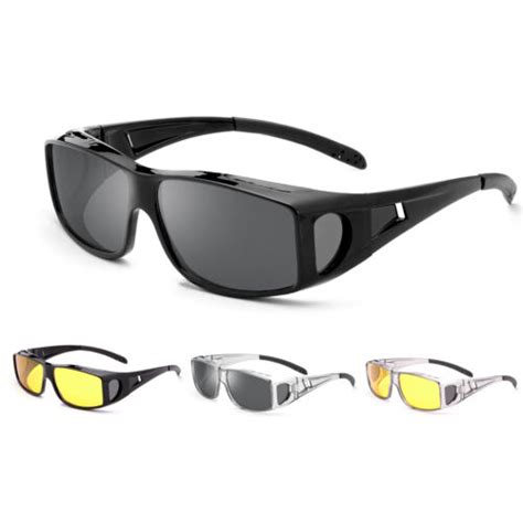hd day night vision driving glasses wraparound fit over sunglasses for men women ebay