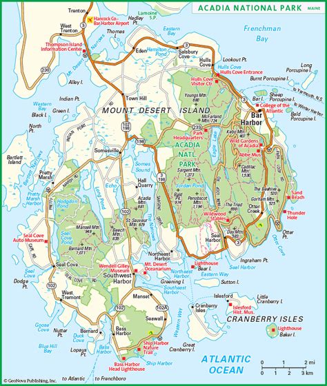 Acadia National Park Wall Map By Geonova