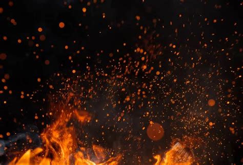 Fire Sparks Particles Flames Isolated Black Background Stock Photo By