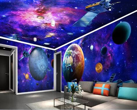 Beibehang Papier Peint Mural 3d Behang Custom Universe Galaxy Earth 3d
