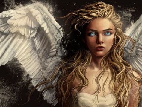 Angel Girl Wings Blue Eyes Blonde Long Hair Wallpaper Background