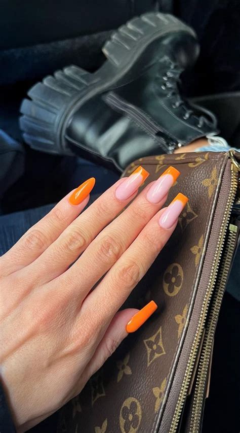 40 Stylish French Tip Nails For Any Nail Shape Orange French Tip