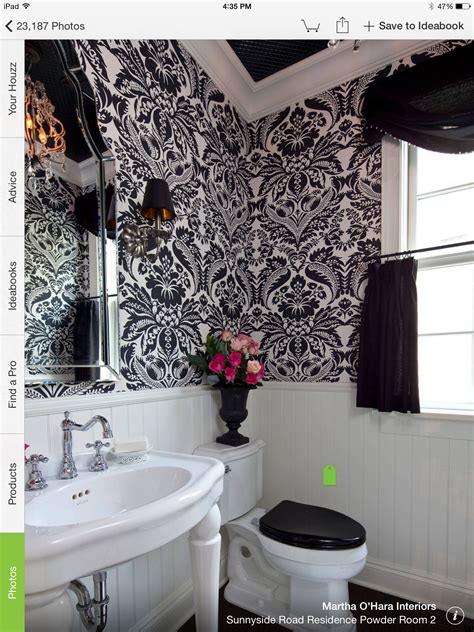 Black And White Toile Wallpaper For Bathroom Black White Bathrooms