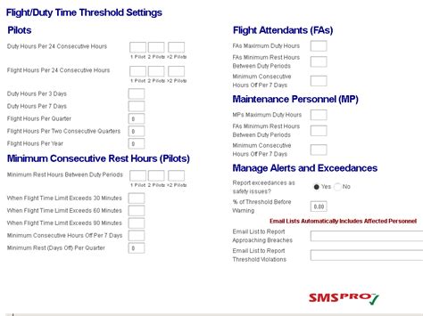 Pilot Flight Duty Time Configuration In Sms Pro Aviation Safety