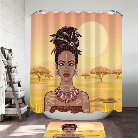 The African View Behind Beautiful African Girl Shower Curtain Shower