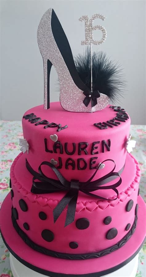 Hot Pink And Silver Glitter 16th Birthday Shoe Cake By Serendipity Cake