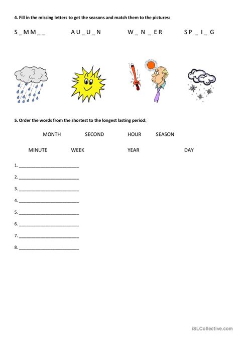 Days Months Seasons Exercise English Esl Worksheets Pdf And Doc