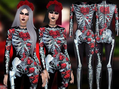 The Sims Resource Skeleton Halloween Costume Bodysuit