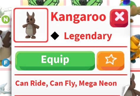 Adopt Me Legendary Fly Ride Mega Neon Kangaroo Etsy