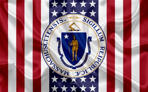 Download Wallpapers Massachusetts Usa 4k American State Seal Of Massachusetts Silk Texture