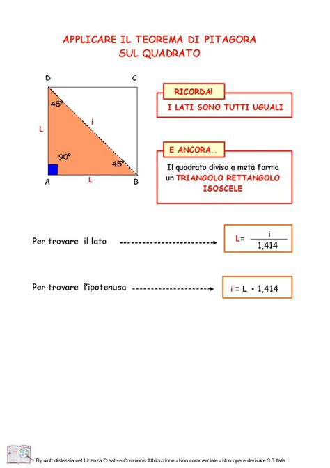 14 Applicazioni Del Teorema Di Pitagora Sul Quadrato Teorema Di