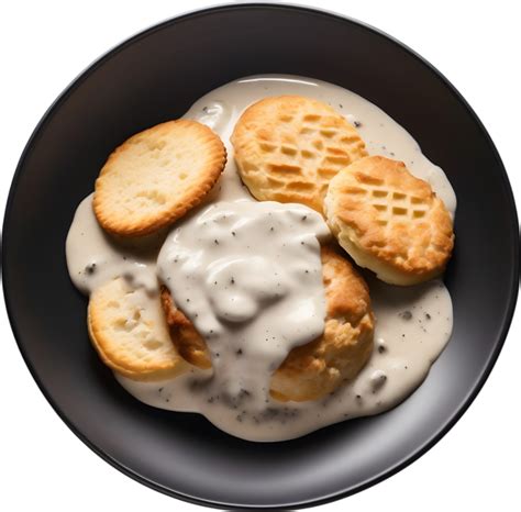 Image Of Delicious Looking Biscuits And Gravy Ai Generated Png