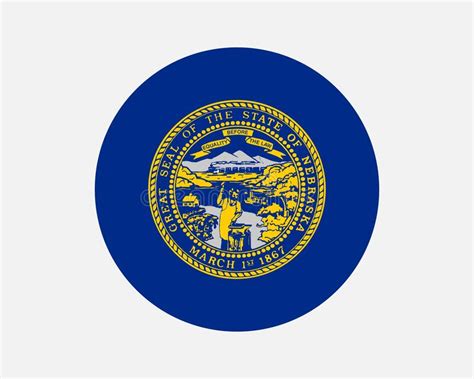 Nebraska Usa Round State Flag Ne Us Circle Flag Stock Vector