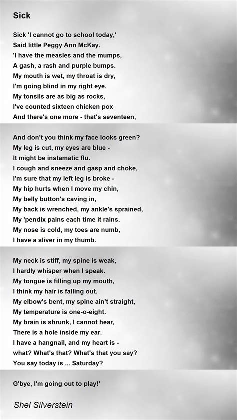 Sick Poem By Shel Silverstein Poem Hunter Comments
