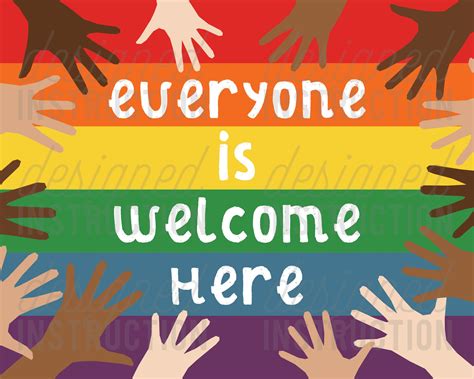 Everyone Is Welcome Here Rainbow Poster Classroom Poster Classroom