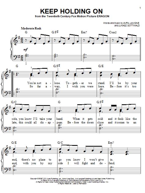 Cause you know we'll make it through, we'll make it through. Keep Holding On | Sheet Music Direct