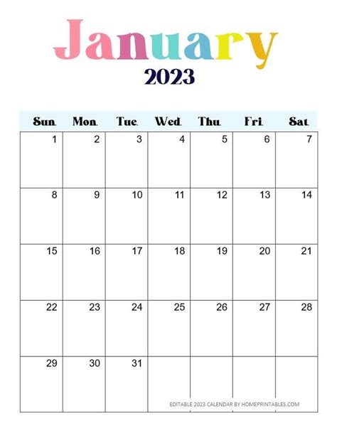 2023 Calendar Printable And Editable In Microsoft Word