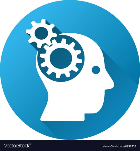 Brain Gears Gradient Round Icon Royalty Free Vector Image