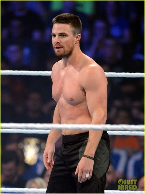 Stephen Amell Goes Shirtless For Epic Summerslam Fight Photo