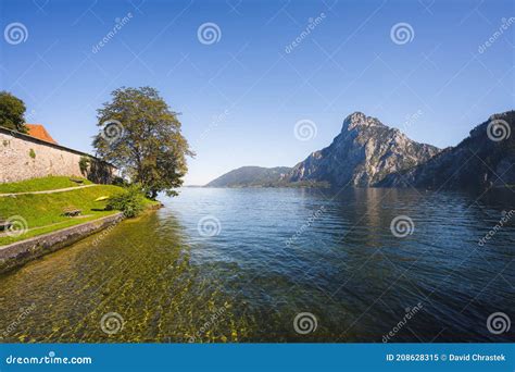 View At The Lake Traun In Traunkirchen Austria Stock Image Image Of