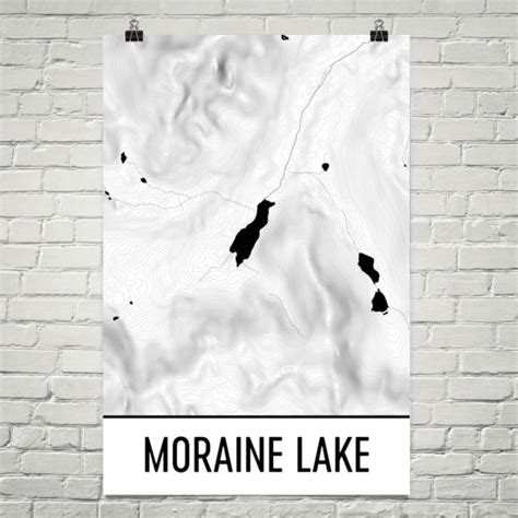 Moraine Lake Topographic Map Art Modern Map Art