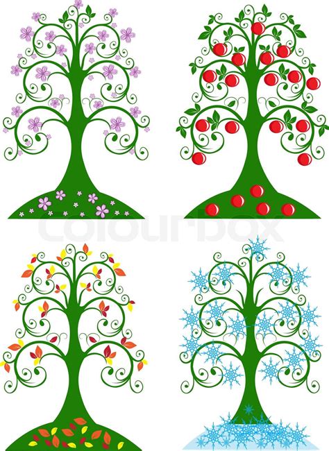 Four Seasonal Tree Stock Vector Colourbox