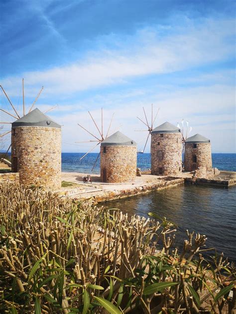 Chios Greece The Four Windmills Stock Photo Image Of Chios Travel