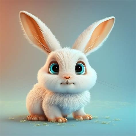 Premium Photo Super Cute Little Rabbit Rendered In The Style Of Pixar Cartoon Generative Ai