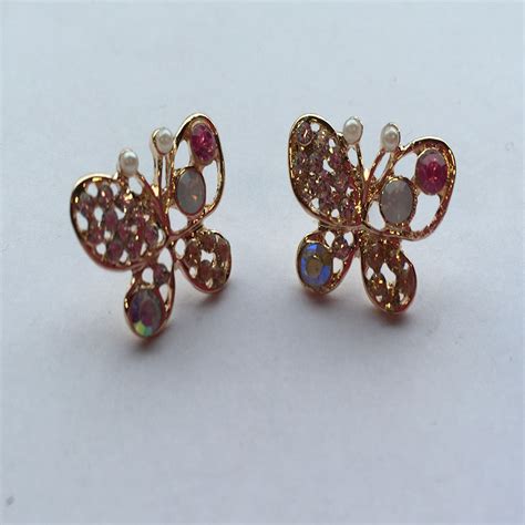 Beautiful Crystal Butterfly Stud Earrings