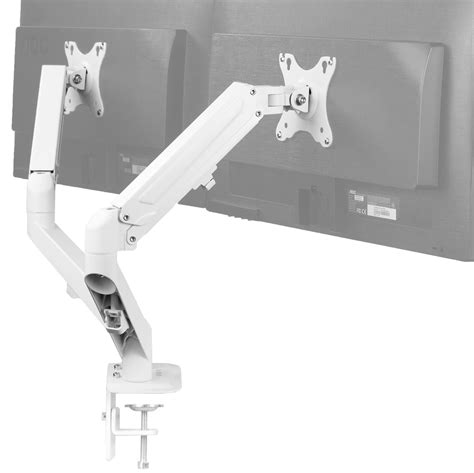 Vivo White Articulating Dual Pneumatic Spring Arm Clamp On Desk Mount