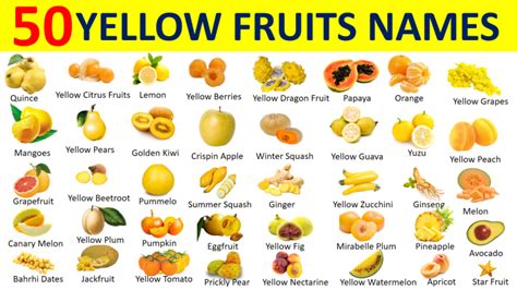 50 Yellow Fruit Names Names Of Yellow Fruit Vocabulary Point