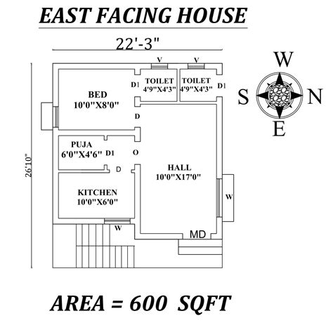 X Bhk East Facing House Plan As Per Vastu Shastra Autocad Drawing File Details Cadbull