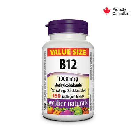 Webber Naturals Vitamin B12 Methylcobalamin 1000 Mcg Sublingual