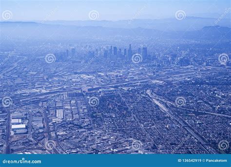 Aerial View Of Downtown Los Angeles Stock Image Image Of Aerial