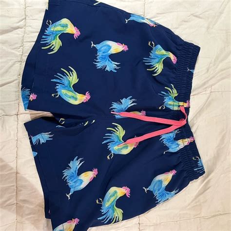 Chubbies Swim Chubbies Fowl Play Swim Trunks Large 55 Inch Inseam Lined Blue Rooster Print