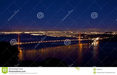 Golden Gate Bridge By Night Stock Photography Image