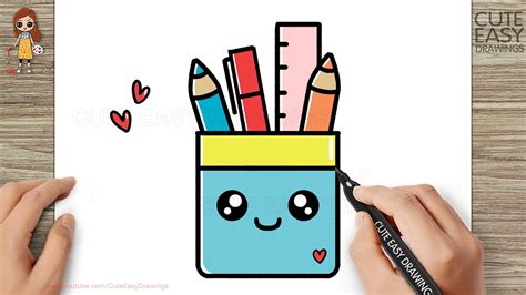 How To Draw A Cute Pen Holder How To Draw A Pencil Stand For Kids