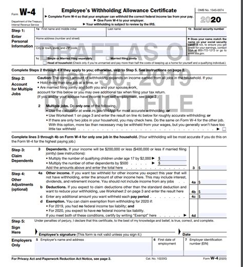 If you want to stop withholding, complete a new. New W2 Form For 2020 | W4 2020 Form Printable