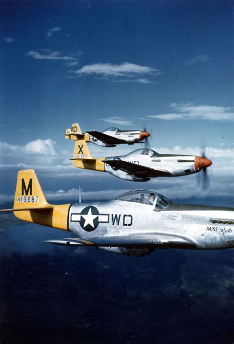 P 51d Mustangs Of The 4th Fighter Squadron In Flight 1944 45 Source