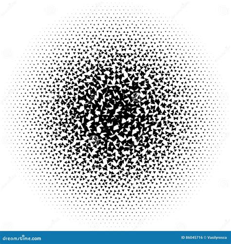 Abstract Black Halftone Dots Triangle Vector Illustration Stock Vector