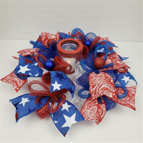 Patriotic Centerpiece Stars And Stripes Red White And Blue Etsy In