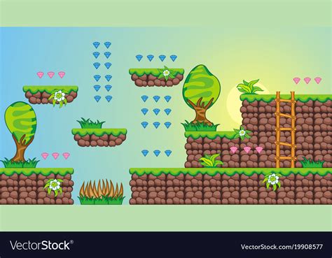 D Tileset Platform Game Royalty Free Vector Image