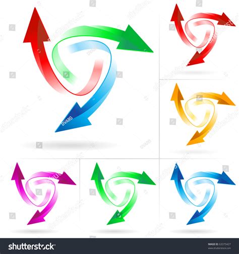 Set 7 Of Different Colored Arrow Circles Isolated On The White Stock