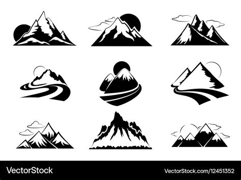 Mountains Silhouettes Mountain Set For Outdoor Vector Image