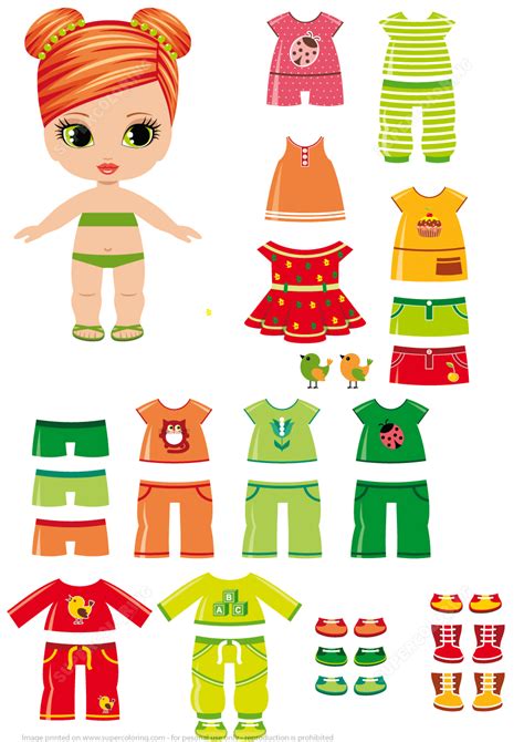 Girl Paper Doll With Summer Clothes Free Printable Papercraft Templates