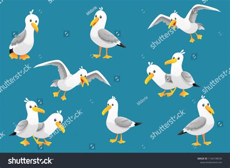 Vector Set Cute Seagulls Isolated On Stock Vector Royalty Free
