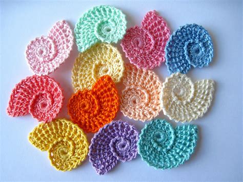 Crochet Sea Shells Appliques Set Of 12