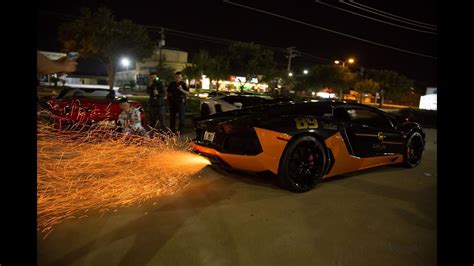Insane Flames Lamborghini Aventador Amazing Soundgialai Team 2016
