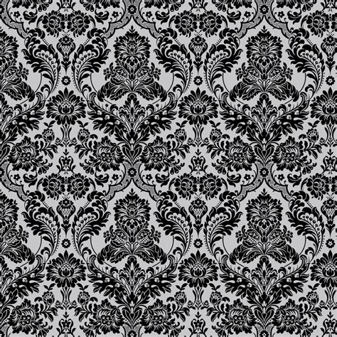 Gothic Damask Flock By Graham And Brown Black Silver Wallpaper